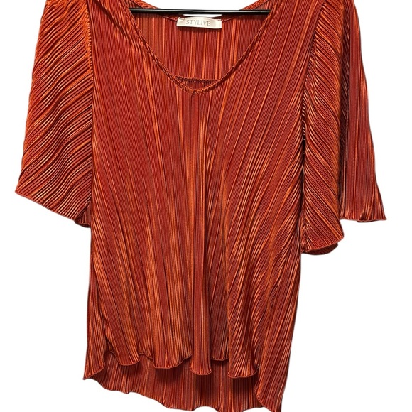 Women's Rust Top with flutter sleeves Sz M - Picture 3 of 11